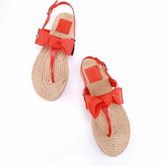 NIB Tory Burch BOWTIE PENNY Sandal in Poppy Red 7.5, 8 - Picture 3 of 11